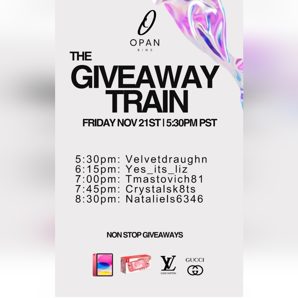 🚂Live Show🚂 - iPad/Designer Bag Givys - Opan Bins Giveaway Train